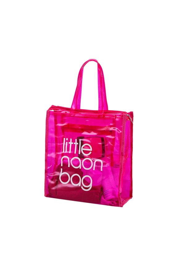 Waterproof Transparent PVC Handbag, Large Capacity Zip Totes for Swimming Bathing Spas Beach (Rose)