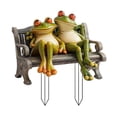 thumbnail image 1 of Yucurem Whimsical Frog Couple Bench Garden Ornament, 2D Romantic Frogs Couple Statues with Stake for Garden Lawn Courtyard Patio Decor Gifts, 1 of 4