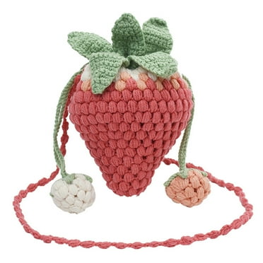 Yucurem Women Adorable Shoulder Bag DIY Strawberry Handbag Cartoon Cute Knit Sling Purse