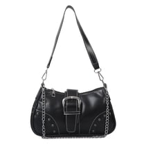 Yucurem Women Armpit Bag For Lady Cool Style Hobo Bag With Chain Ornament (Black) Fashion shoulder bag (Black)