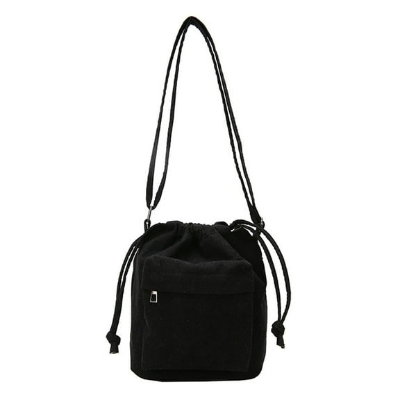 Yucurem Women Bucket Bag Drawstring Corduroy Crossbody Shoulder Bag Shopping Bag(black) Fashion shoulder bag (Black)