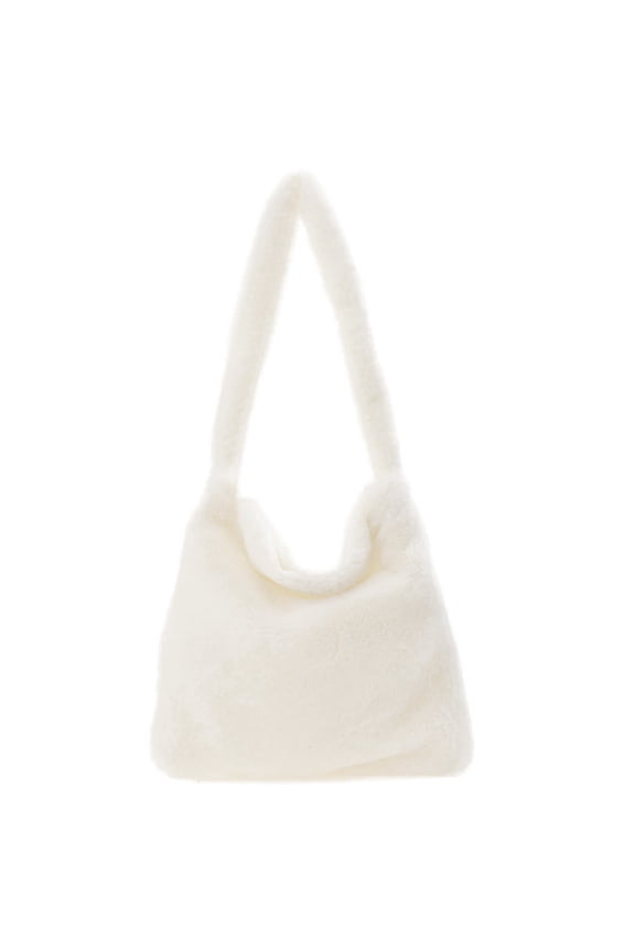 Women Casual Armpit Bag Cute Soft Large Capacity Daily Sling Bag (White) Plush bag (B)