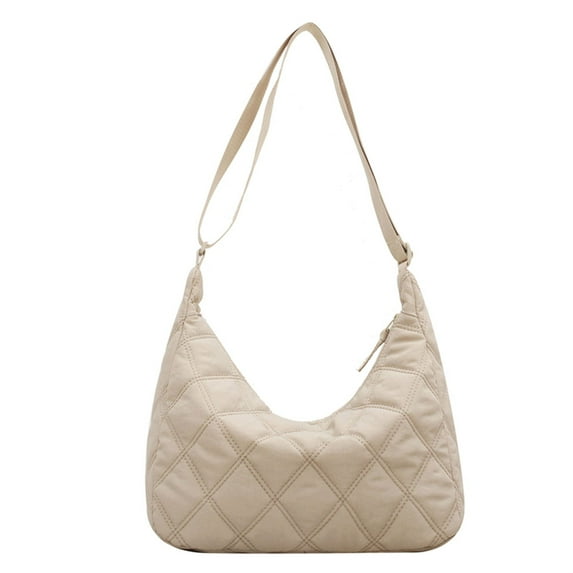 Yucurem Women Casual Plaid Handbag Large Capacity Quilted Soft Daily Bags (Beige) Fashion shoulder bag (Beige)