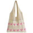 thumbnail image 1 of Yucurem Women Crochet Tote Handbag Heart Pattern Ladies Daily Handbag (Apricot Pink) Fashion shoulder bag (A), 1 of 8