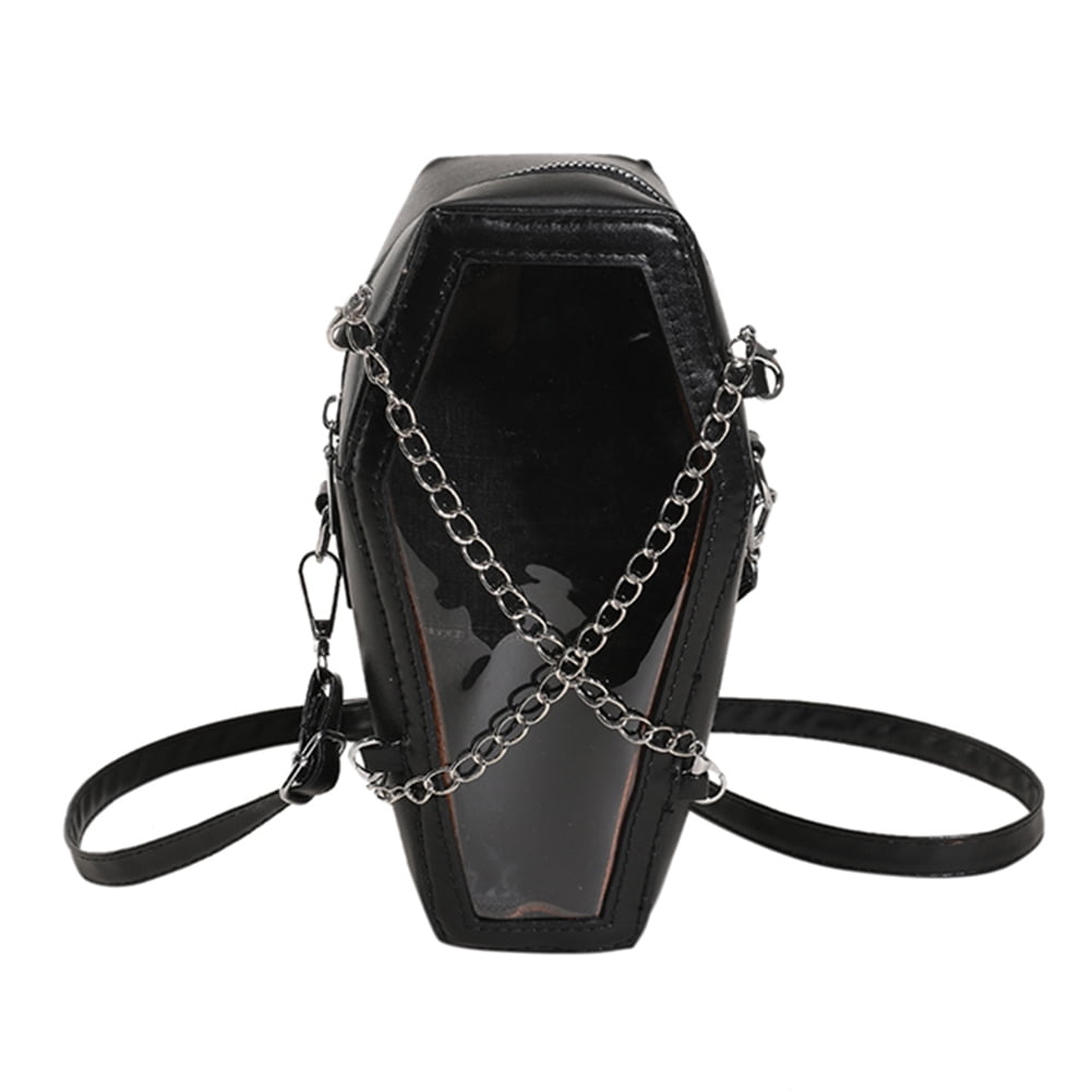 Black Coffin-Shaped Bag with Chain Strap Ftchangfang Gothic Purse Coffin Shape Crossbody Bag Mini  main image 4