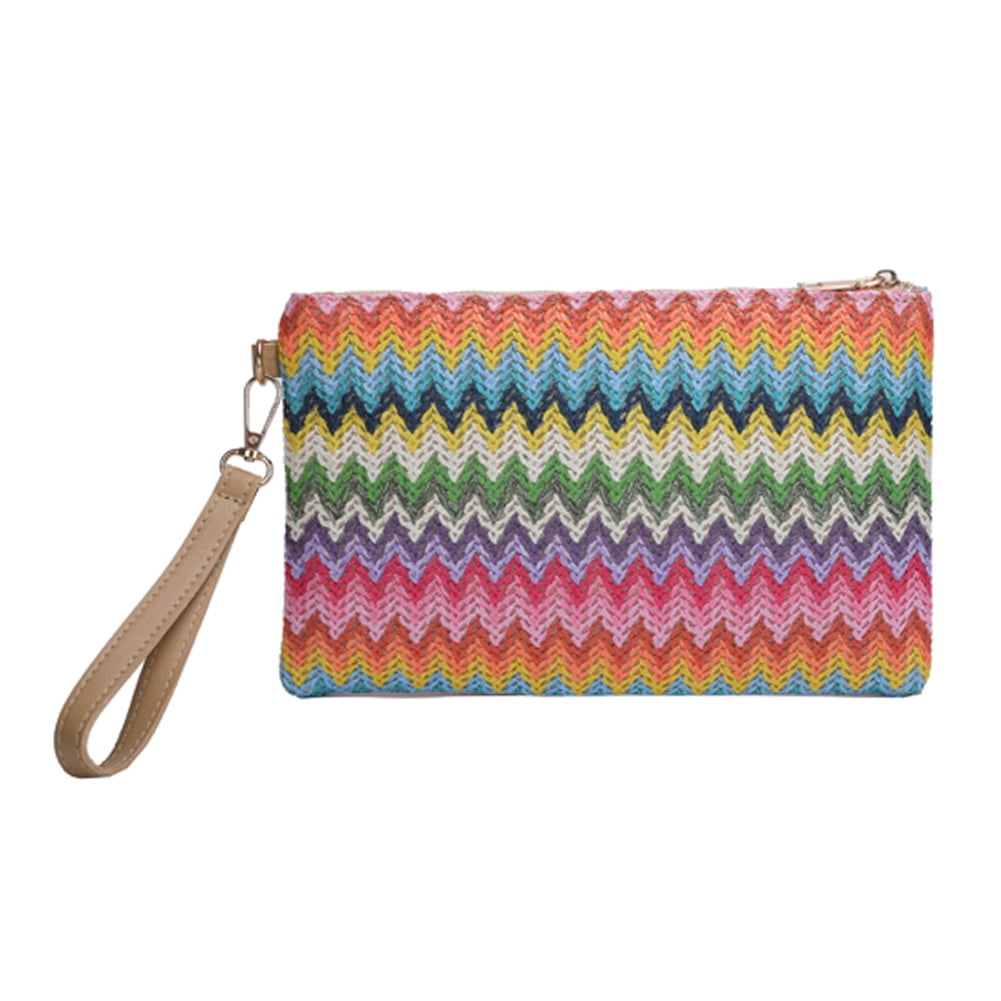 Yucurem Women Envelope Bag Colourful Hand woven Beach Clutch Bag for Shopping F