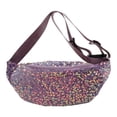 thumbnail image 1 of Yucurem Women Fanny Pack Pu Leather Sequin Coin Purse Single Shoulder Bag (Purple) Chest bag (Purple), 1 of 10