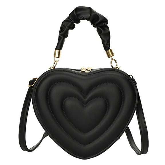 Yucurem Women Heart Shape Clutch Purse Underarm Bag Stylish Pu Tote Purse (Black) Fashion shoulder bag (Black)