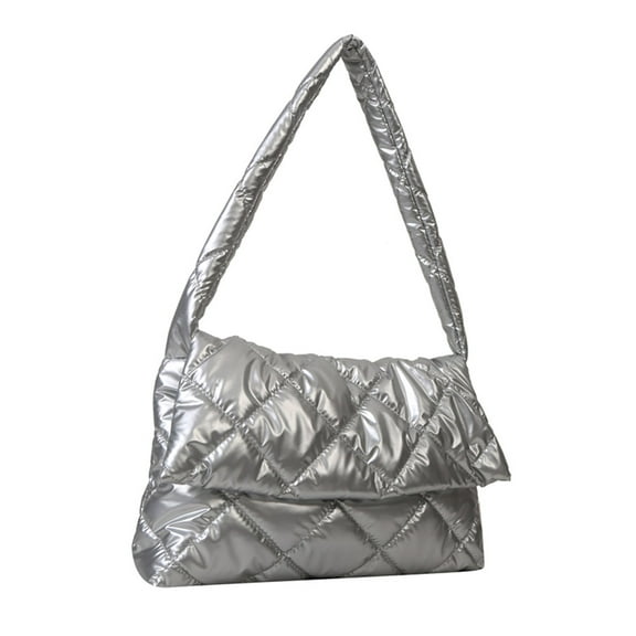 Yucurem Women Puffy Tote Bag Large Capacity NewTrend Quilted Big Handbags (Silver)