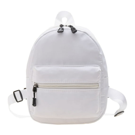 Yucurem Women Solid Color Backpack Preppy Style School Nylon Mini Rucksack (White)