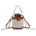 thumbnail image 1 of Yucurem Women Vintage Leather Cylinder Shoulder Bag Mini Drawstring Handbag (Brown), 1 of 10