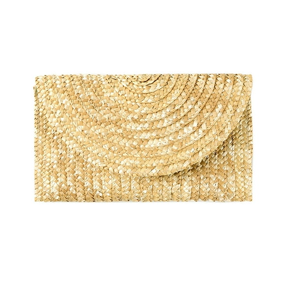 Yucurem Women Wheat Straw Woven Clutch Bag Handmade Beach Travel Envelope Handbags