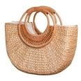 thumbnail image 1 of Yucurem Straw Tote Hobo Handbag for Women, Summer Moon Shaped Purse Bag for Travel Vacation, Woven Top-Handbag Shoulder Bag (12.6x3.2x12.2 inch), 1 of 10