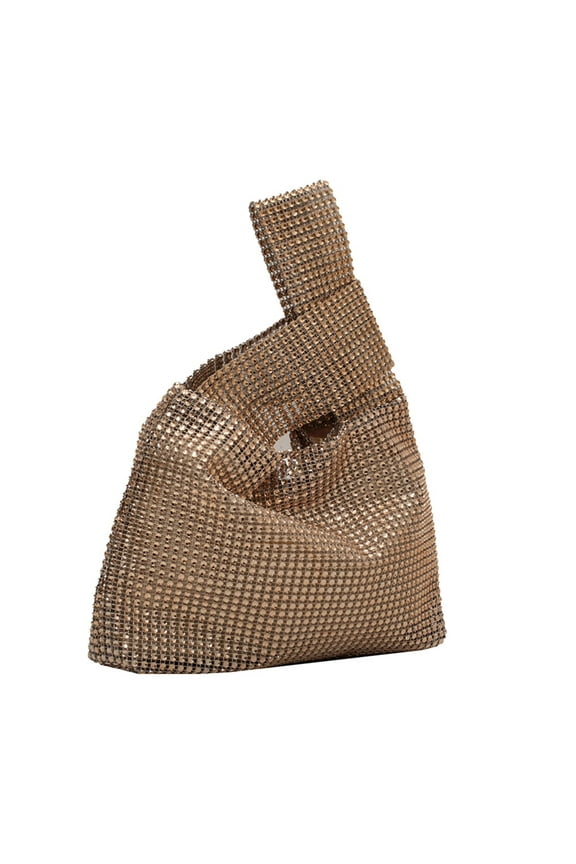 Women's Glitter Sequins Rhinestone Handbag, Gold