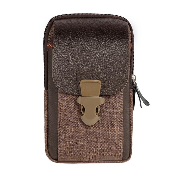 Yucurem Zipper Men Waist Bags Small Card Holder 6 inch Phone Packs Purse (Coffee)
