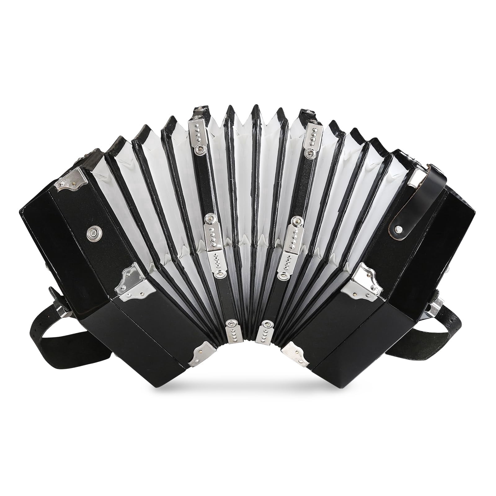 YueChun Concertinas,20-Key Accordion for Adults, Professional Accordion for Beginners, Adjustable Hand Straps, Instrument Accessories (Black)