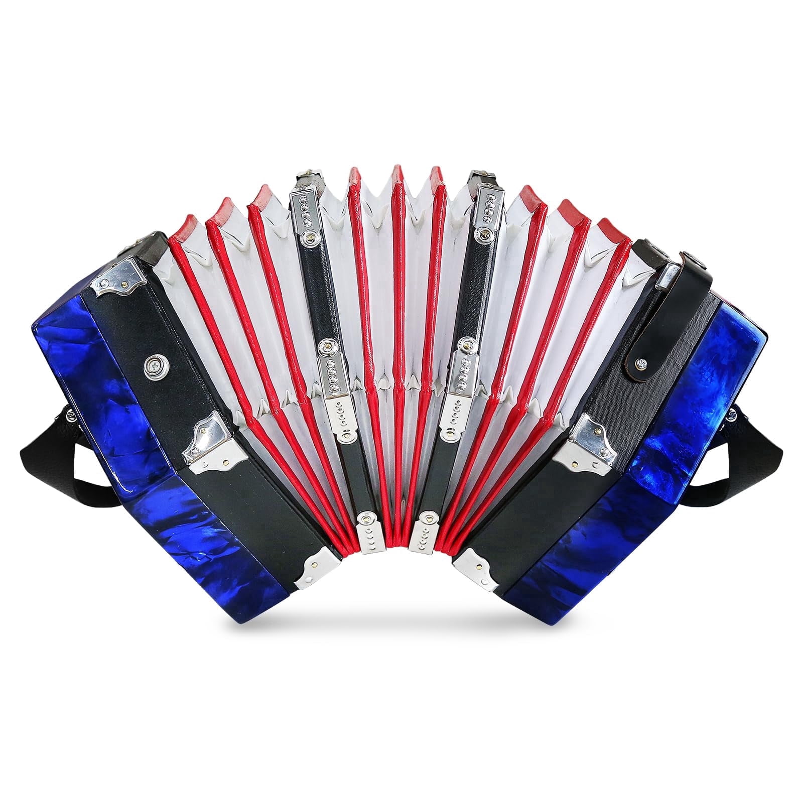 YueChun Concertinas,20-Key Accordion for Adults, Professional Accordion for Beginners, Adjustable Hand Straps, Instrument Accessories (Blue)