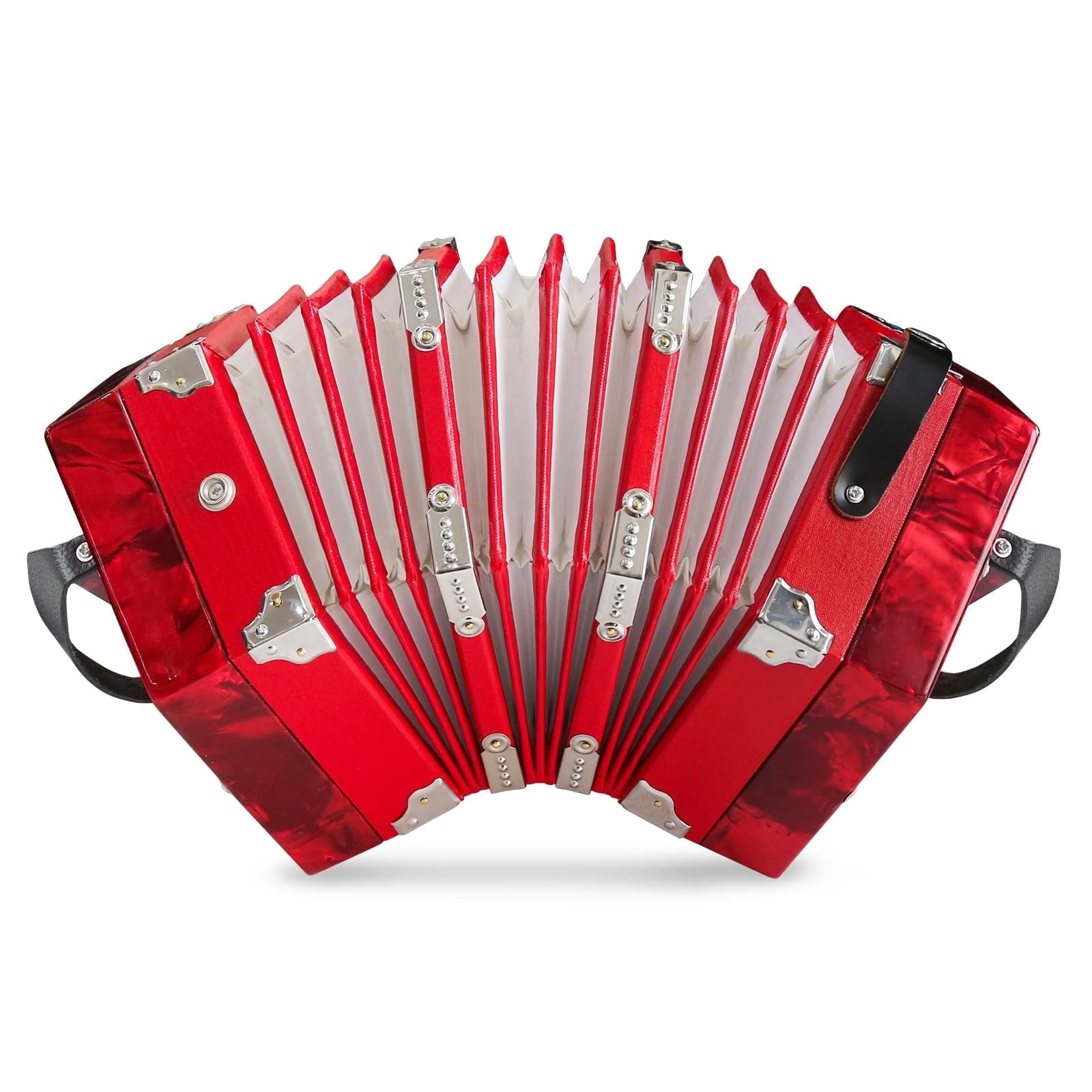 YueChun Concertinas,20-Key Accordion for Adults, Professional Accordion for Beginners, Adjustable Hand Straps, Instrument Accessories (Red)
