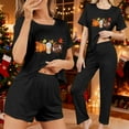 thumbnail image 1 of YueHuiYing 3PCS Women's Home Casual Clothes 3 Piece Outfits Short Sleeve Shirt Dolphin Shorts and Pant Sets Fashion Clothing, 1 of 8