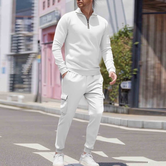 YueHuiYing Fashion Men's Outfits 2 Piece Casual Tracksuits Long Sleeve Zip Down Shirt and Pant Sets for Men's Set