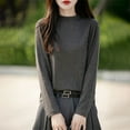 thumbnail image 1 of YueHuiYing Fashion Women's Casual Semi High Neck Solid Color Loose Base Knitted Autumn Winter Sweater, 1 of 5