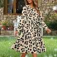 thumbnail image 1 of YueHuiYing Fashion Women's Fashion Leisurely Loose Casual Printed Long Sleeved Round Neck Pocket Dress, 1 of 6