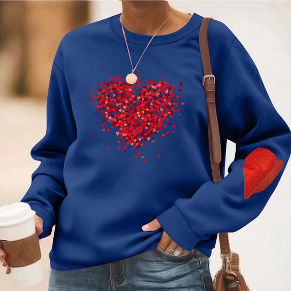 YueHuiYing Fashion Women's Print Casual Long Sleeve Round Neck Ladies Loose Sweatshirt Tops Blouse