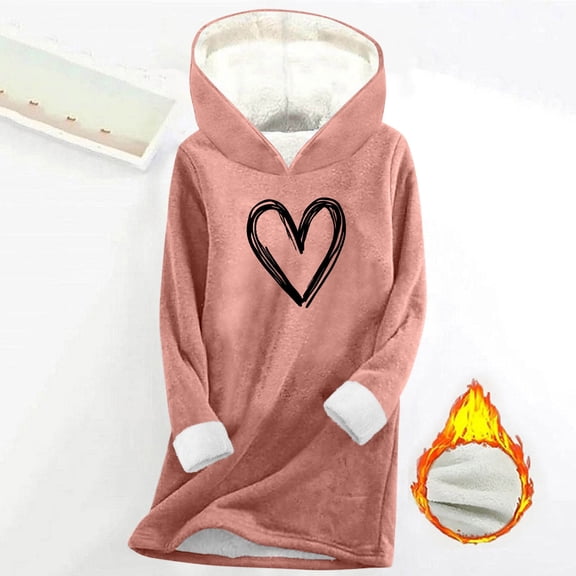 YueHuiYing Fashion Women's Thickened Fashionable Casual Long Sleeved Round-Neck Hooded Sweatshirt Tops