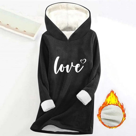 YueHuiYing Fashion Women's Thickened Warm Pullover Fashionable Casual Long Sleeved Hooded Sweatshirt