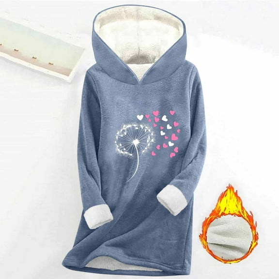 YueHuiYing Fashion Women's Thickened Warm Pullover Fashionable Casual Long Sleeved Hooded Sweatshirt