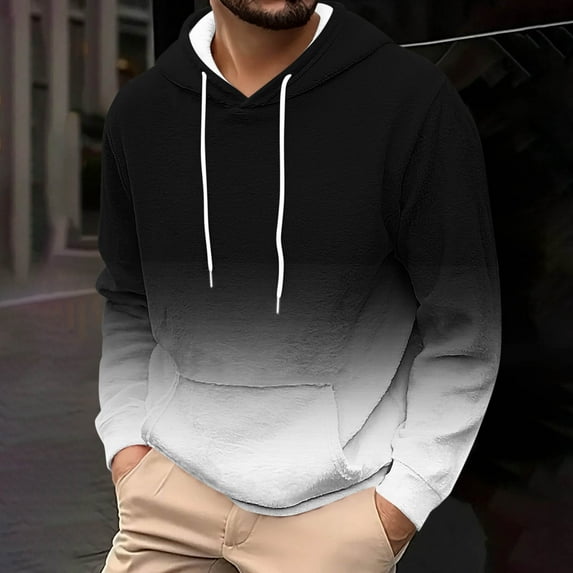 YueHuiYing Gradient Color Sweatshirt Mens Color Pullover Casual Lightweight Long Sleeve Drawstring Hooded Fall Outfit With Pocket