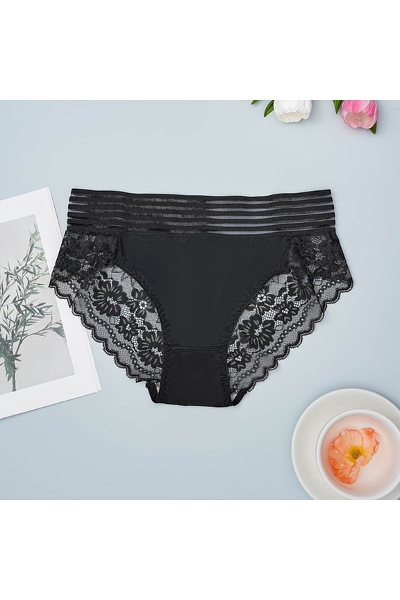 High Waisted Seamless Underwear for Women No Show Panties Cheeky Scalloped Edge Bikini Breathable Briefs