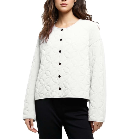 YueHuiYing Ladies' Casual Fashion Able And Jacket With Round Neck And No Hat Women's Long Sleeved Shirt