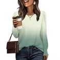 thumbnail image 1 of YueHuiYing Ladies' Fashion Gradient Color Base T-shirt Round Neck Long Sleeve Loose Tshirts Fall Clothes, 1 of 6