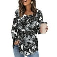 thumbnail image 1 of YueHuiYing Length Sleeve Womens Tops Round Neck Casual Tunic Tops Basic Blouses Pleated Shirts, 1 of 7