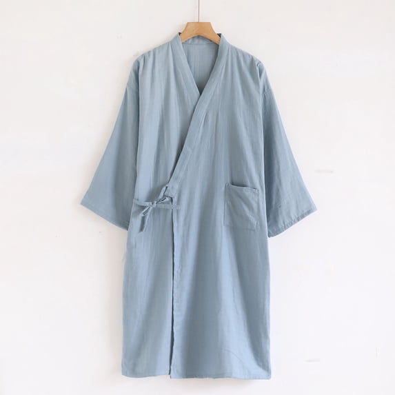 YueHuiYing Luxurious Mens Shawl Collar Plush Bathrobe Cozy Warm Bathrobe Long Robe With Pockets