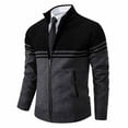 thumbnail image 1 of YueHuiYing Men Casual Fashion Zipper Cardigan Stand-up Collar Pocket Elasticity Sweater Base Layer Knit Long Sleeve Sweater, 1 of 5