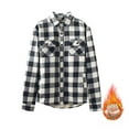 thumbnail image 1 of YueHuiYing Men Casual Loose Lined Thicker Plaid Button Pocket Long Sleeve Turn-Down Collar Shirt Jacket, 1 of 9