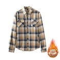 thumbnail image 1 of YueHuiYing Men Casual Loose Lined Thicker Plaid Button Pocket Long Sleeve Turn-Down Collar Shirt Jacket, 1 of 9