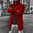 thumbnail image 1 of YueHuiYing Men'S Solid Color Knitted Coat Hooded Long Open Front Cardigan Overcoat Medium Length Sweater With Pockets, 1 of 4