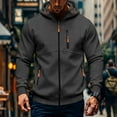 thumbnail image 1 of YueHuiYing Men Solid-Color Fashionable Pocket Zipper Drawstring Casual Sports Long Sleeve Cardigan Hooded Sweatshirt, 1 of 4