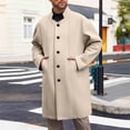 thumbnail image 1 of YueHuiYing Men Solid-Color Mid Length Button Up Casual Fashion Pocket Long Sleeve Trench Coat Windbreaker Anoraks, 1 of 9