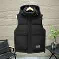 thumbnail image 1 of YueHuiYing Men Solid Fashion Winter Sleeveless Zipper Have Pockets Sleeveless Tanks Blouse Lightweight Jacket with Hood, 1 of 6