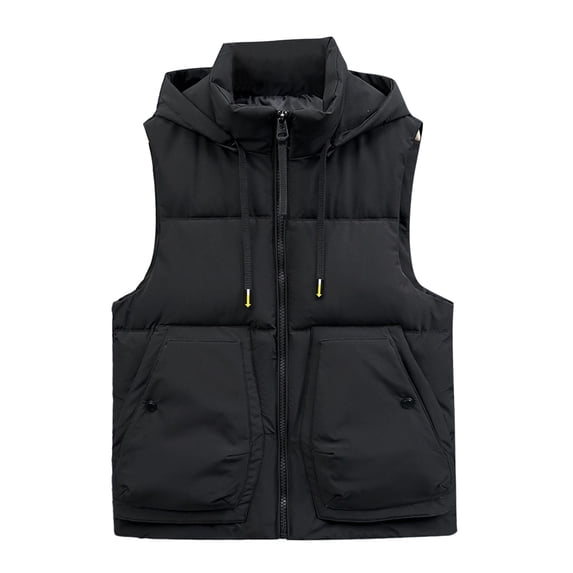 YueHuiYing Men Solid Fashion Winter Sleeveless Zipper Have Pockets Sleeveless Tanks Blouse Lightweight Jacket with Hood
