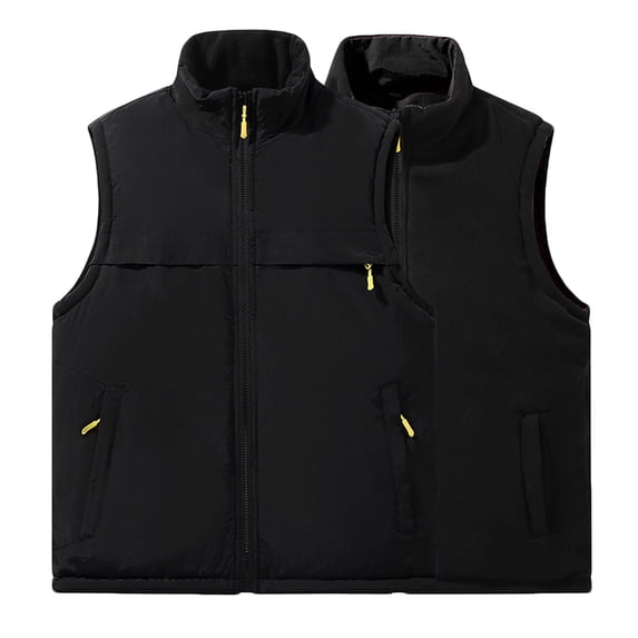 YueHuiYing Men Solid Fashion Zipper Have Pockets Sleeveless Tanks Blouse Outwear Winter Warm Outdoor