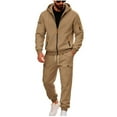 thumbnail image 1 of YueHuiYing Men's Athletic Sports Casual 2 Piece Solid Color Tracksuit Hoodie Jogger Drawstring Straight Leg Pants Sweatsuit Set, 1 of 8