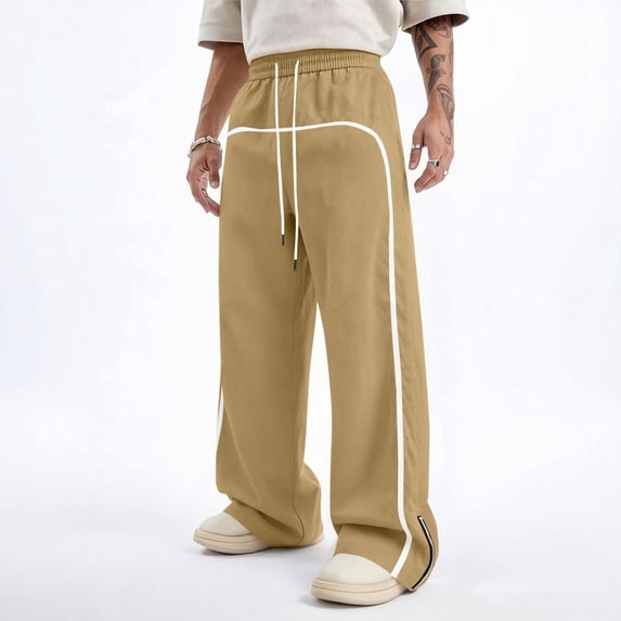 YueHuiYing Men's Baggy Sweatpants Fashion Wide Leg Casual Sweat Pants Drawstring Stretch Joggers with Pockets