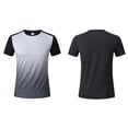thumbnail image 1 of YueHuiYing Men's Black White Gradient Short Sleeve Pullover - Soft Crew Neck T-Shirt with Contrast Back for Easy Styling, 1 of 4