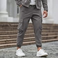 thumbnail image 1 of YueHuiYing Men's Casual And Fashionable Solid Color Pocket Drawstring Elastic Waist Workwear Pants, 1 of 6