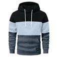 thumbnail image 1 of YueHuiYing Men's Casual Drawstring Three-color Spliced Hoodie With Kangaroo Pockets Pullover Sweatshirt For Sports, 1 of 6